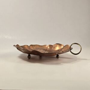 vintage copper leaf-shaped dish mid-century trinket tray or candy dish